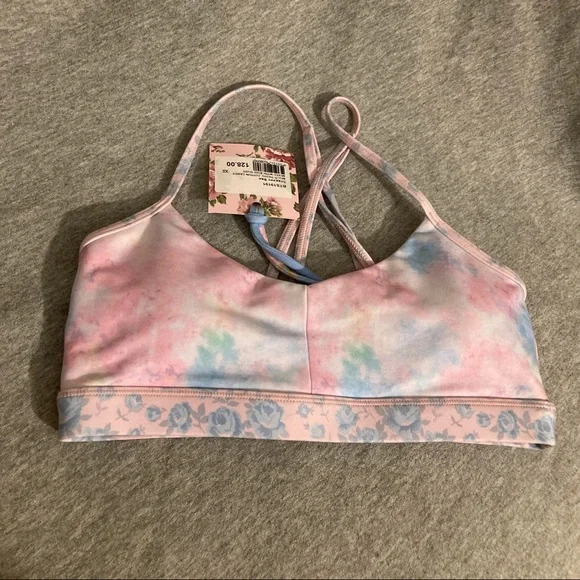 LoveShackFancy x Bandier Strappy Bra in Tie Dye Cotton Candy Rose XS - Picture 3 of 7